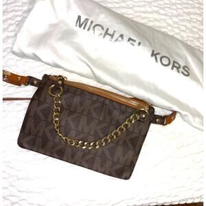 Michael Kors Medium Size Brown Monogram Belt Bag